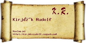 Kirják Rudolf névjegykártya